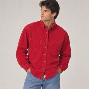 VTG 90s Levi Red Heavyweight Cotton Long Sleeve Button Down, M, Red Tab
